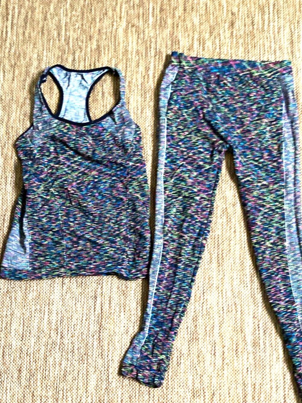 Women's S Space Dye 2 Piece Athleisure Set Racerback Tank Leggings